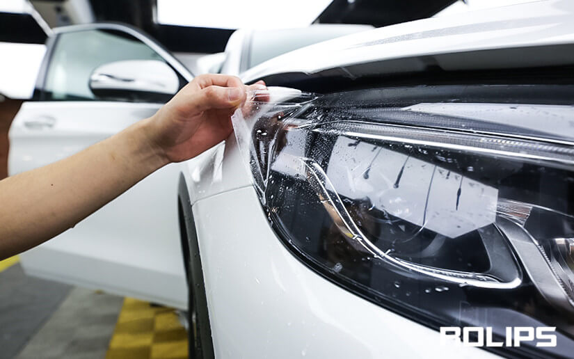 奔馳前燈貼隱形車衣的效果