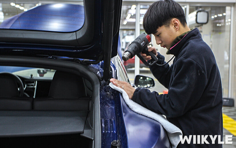 藍色特斯拉MODEL S WIIKYLE隱形車衣貼膜案例（圖十）