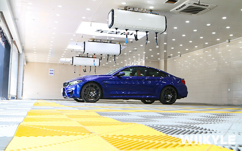 藍色寶馬M4選擇WIIKYLE漆面保護膜施工案例展示圖（9）