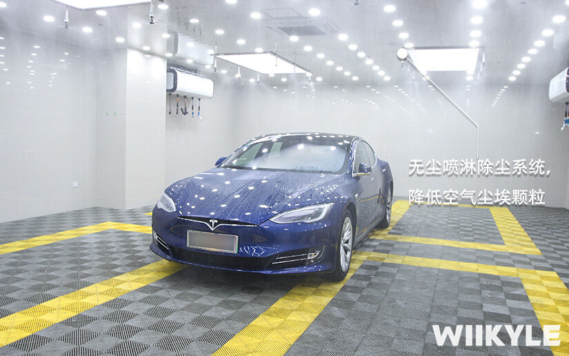 藍色特斯拉MODEL S WIIKYLE隱形車衣貼膜案例（圖一）