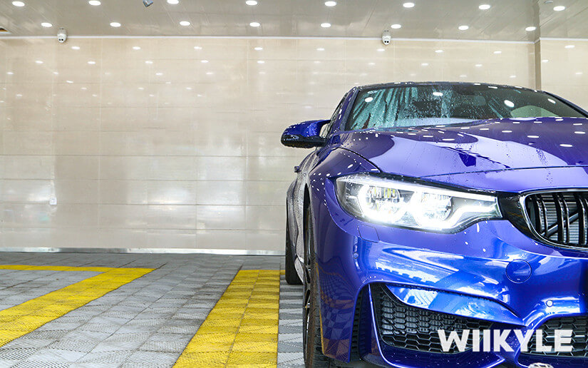藍色寶馬M4選擇WIIKYLE漆面保護膜施工案例展示圖（8）